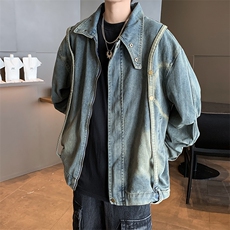 F379P76男生秋装新中式潮牛仔外套男复古宽松水洗做，男装工装外套，星座512-6