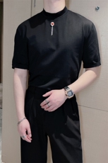 王嘉尔同款高弹显瘦修身短袖T恤小众半高领半袖男潮TX1221-P48，男装T恤，电商B267