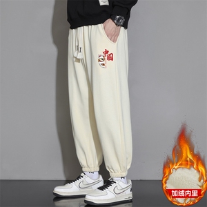 现货跑量大码加绒运动裤 男士加厚卫裤风 青年学生长裤JR910图片