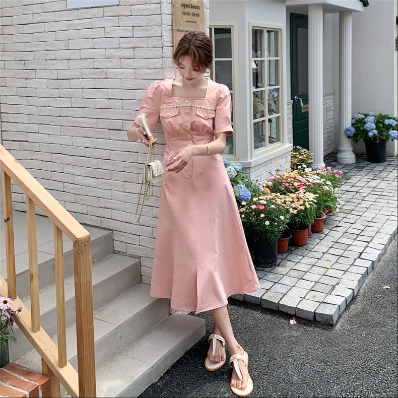 瑞F1D103【现货！】小香风连衣裙,女装连衣裙,素月