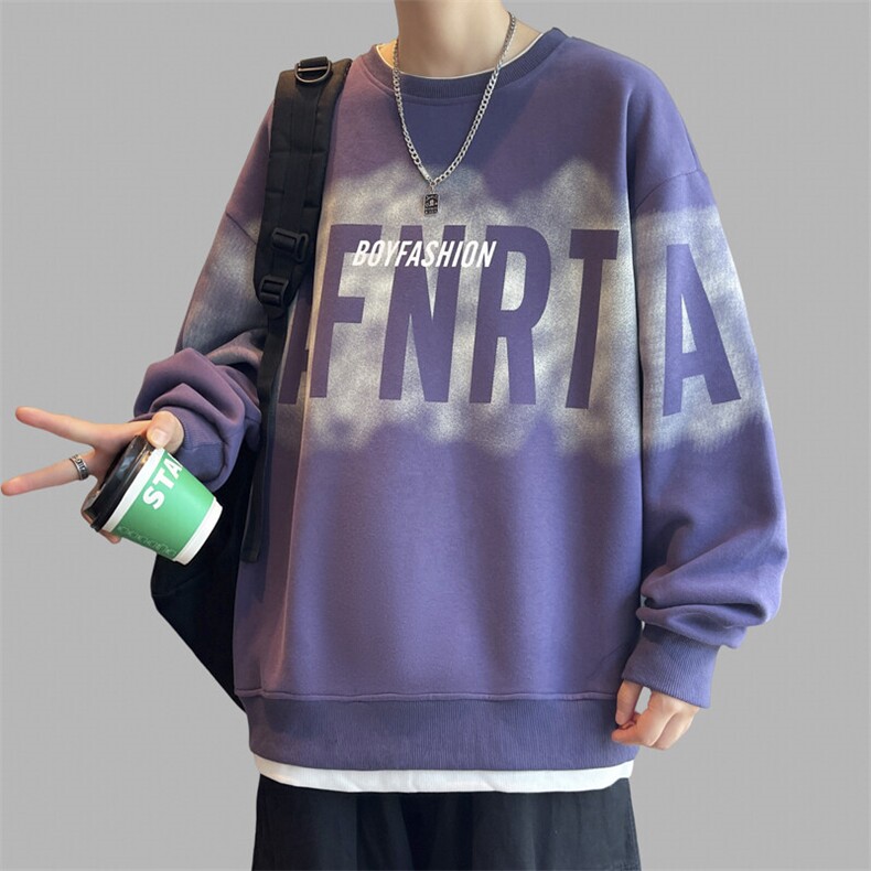 春秋潮流印花卫衣男宽松休闲W6005P45,男装卫衣,星座1107-1