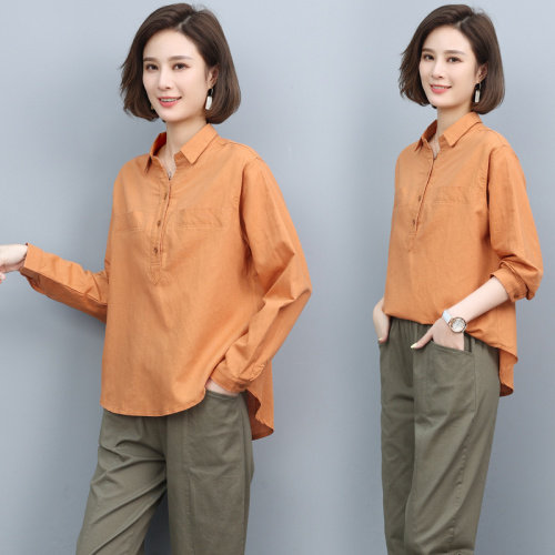 休闲时尚女春装2025新款春季中年妈妈洋气减龄纯棉衬衫，女装衬衫，涵誉