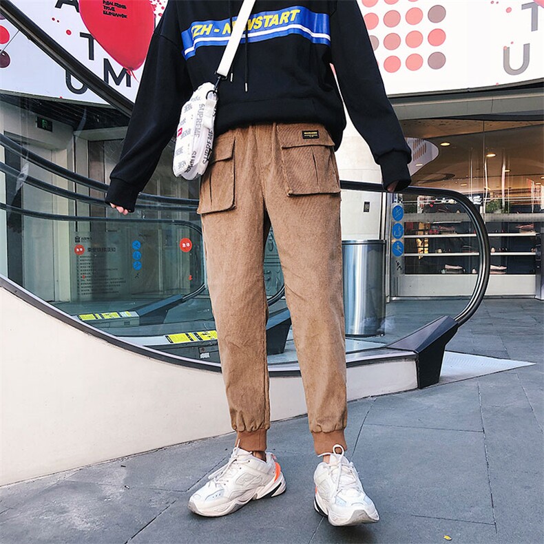 2021春秋装港风宽松宽松灯芯绒休闲裤工装裤子男A313/K90/P6888图片