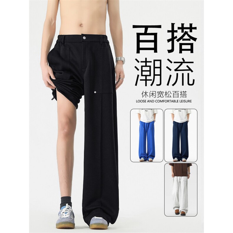 宽松舒适钉子设计工装裤阔腿时尚潮流直筒裤 X1510特批4588图片