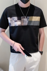 2025新款夏季短袖T恤男潮牌百搭拼接上衣体恤A313-1-66537-P48，男装T恤，电商A313-1