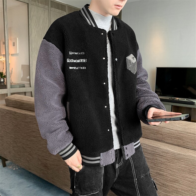 棉衣男士秋冬季羊羔绒毛外套男棉服男加厚棒球服棉袄M09-P125,男装棉衣,星座308B-1