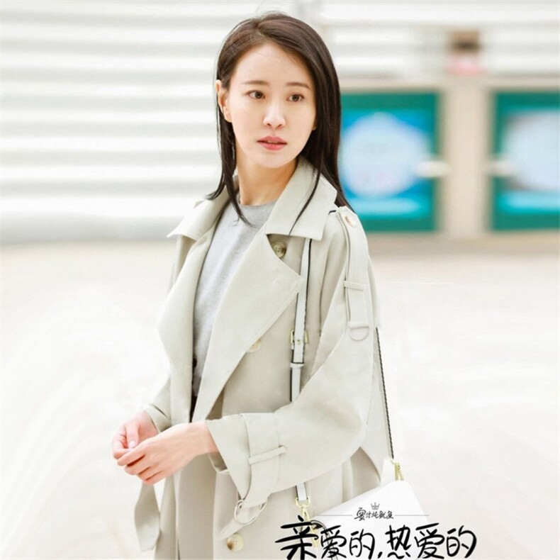 2025秋装新品双排扣中长款风衣韩版宽松系带明星同款宽松外套,女装风衣,红依娜