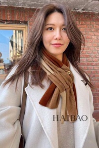 韩版春秋冬季百搭气质时尚拼色围巾女图片