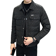 标50冬季2025翻领加厚羽绒服休闲千鸟格印花羽绒服YR8093-P200，男装羽绒服，电商A413
