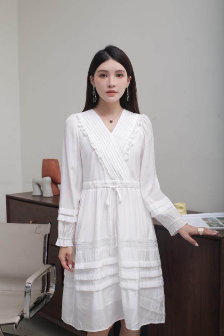 【现货】秋季新款法式气质V领连衣裙，女装连衣裙，得瑟空间