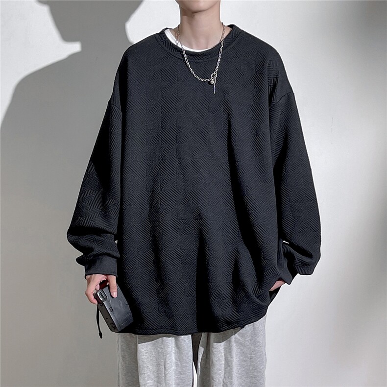 1立体菱形方格花纹大码M-5XL卫衣男 聚酯纤维95%氨纶5%WY77056P38图片