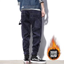 2019冬季新日系白墙大码男宽松加绒保暖灯芯绒休闲裤K88-P65，男装休闲裤，电商A001