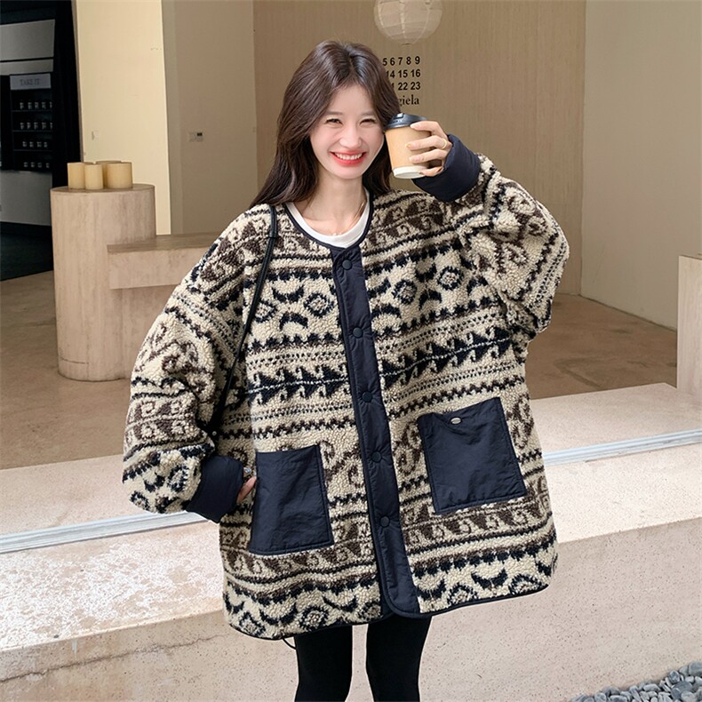 复古羊羔毛两面穿,女装棉衣/棉服,2C207