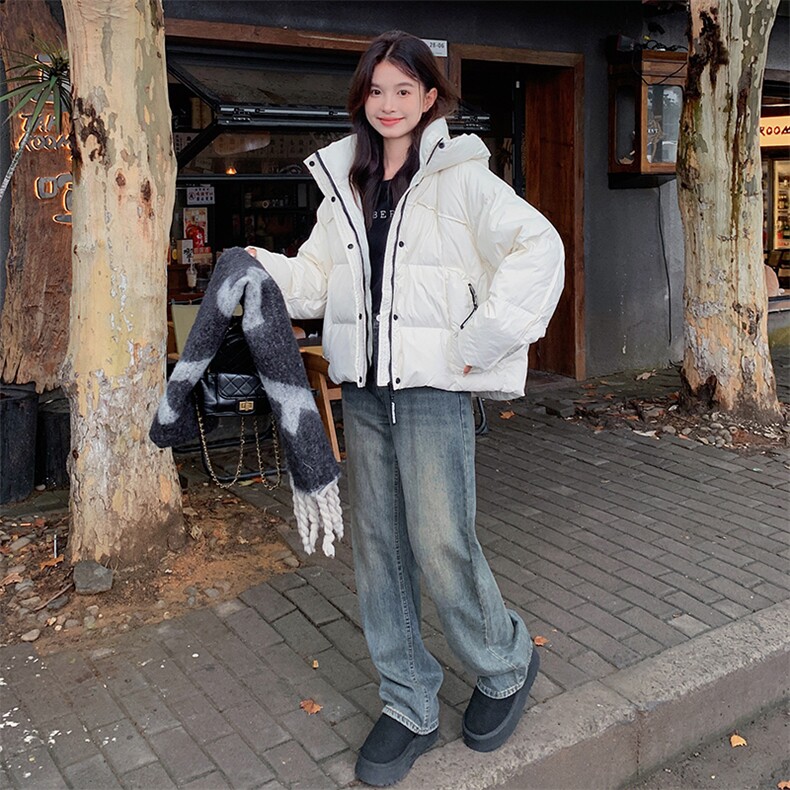 白色短款羽绒服女小个子高级感连帽保暖白鸭绒99031款P205K298,女装羽绒服,2C316