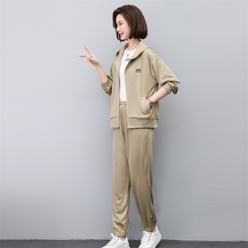 2023春季新款时尚休闲气质个性减龄休闲连帽套装,女装套装/套裙,独衣靓