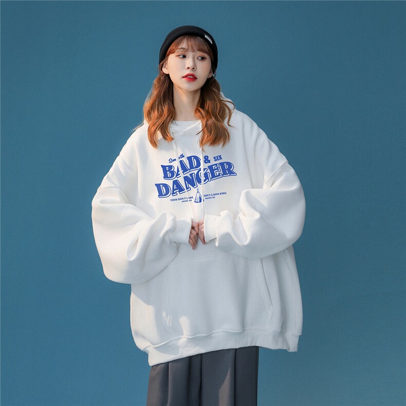 中性风22秋季港风oversize字母印花宽松连帽卫衣 W252 P35K58图片