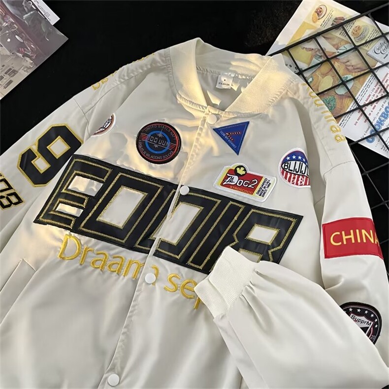 特制棒球服美式复古赛车服外套男女设计感小众刺绣夹克W5012-P63,男装夹克,星座412-3