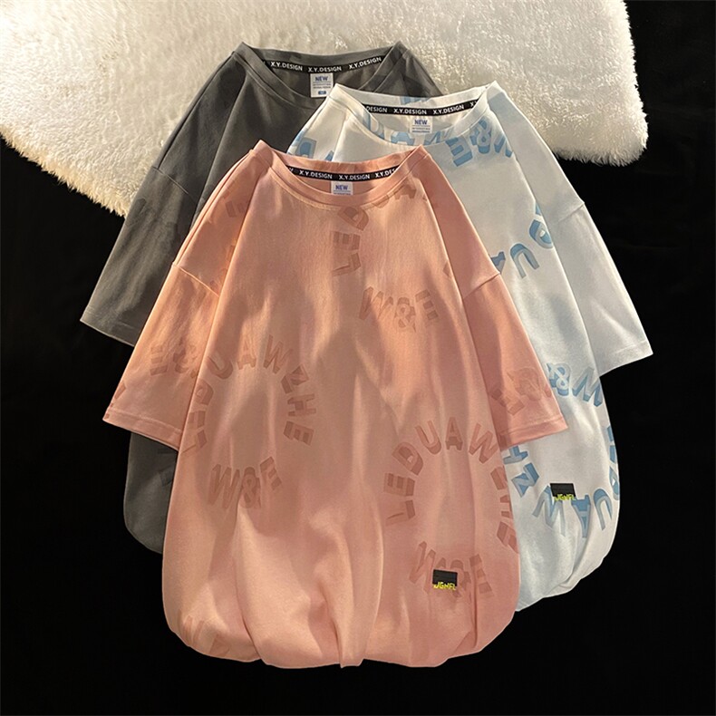 新款时尚圆圈字母印花潮牌夏装短袖圆领衣服ins男MT3536-P48,男装T恤,星座717