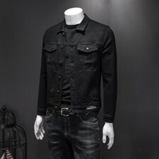 2021春款黑色潮牌刺绣牛仔衣男夹克QT6027-8917，男装夹克，电商D218