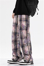 2026港风小香风扎染抽绳休闲裤膝盖褶皱大码M-5XL工装裤77937P45，男装工装外套，星座227-7