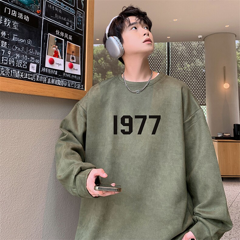 原创港风供抖音得物高品质直播麂皮绒宽松男卫衣W3017P38,男装卫衣,电商C408-1(原B339-1)