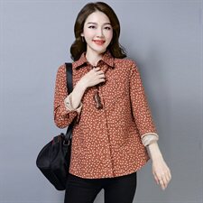 小碎花衬衫2025年冬季新款长袖排多扣常规直筒休闲加绒衬衣，女装衬衫，风姿绰