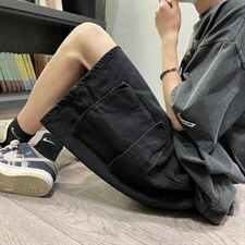 韩版工装牛仔短裤男多口袋宽松五分裤夏季潮流港风中裤K3347-P38，男装牛仔裤，星座512-2