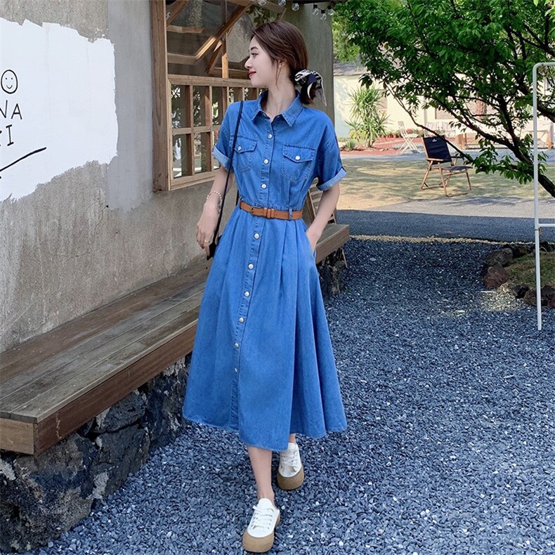 夏季新品主推款转化率高短袖牛仔连衣裙款号2207-P125K178,女装连衣裙,浙宝305