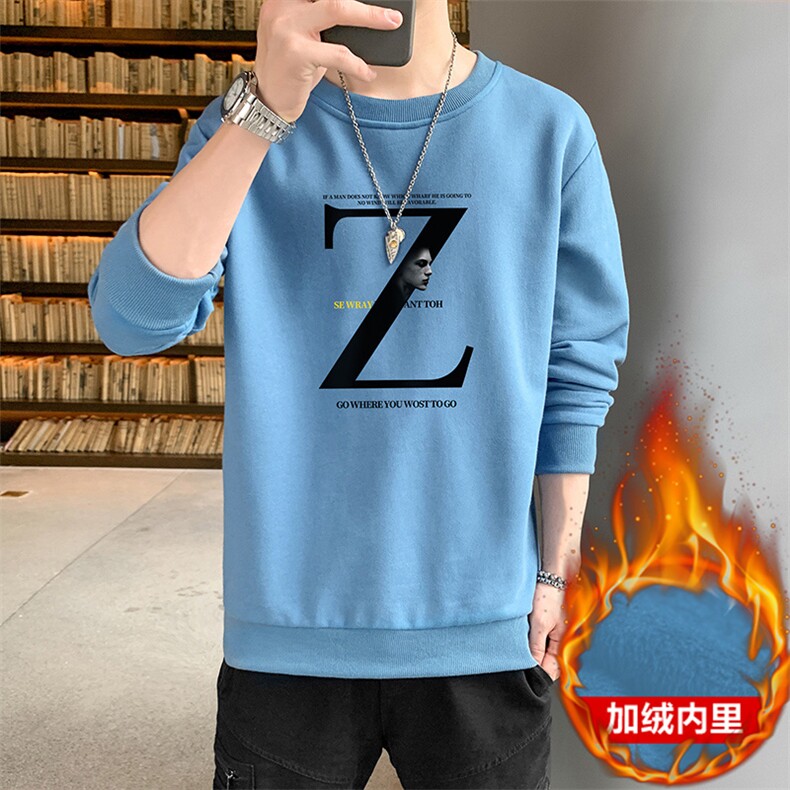 秋冬新款潮流学生大码休闲男士字母印花加绒卫衣套头,男装卫衣,星座1816-2（原1210–2）