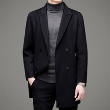澳洲羊毛大衣男外套中年男士休闲西服领毛呢上衣MNSA2289-P480图片