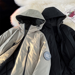 防水纹章双拉链连帽棉服男登山加棉加厚棉衣外套M74-特P105控168图片