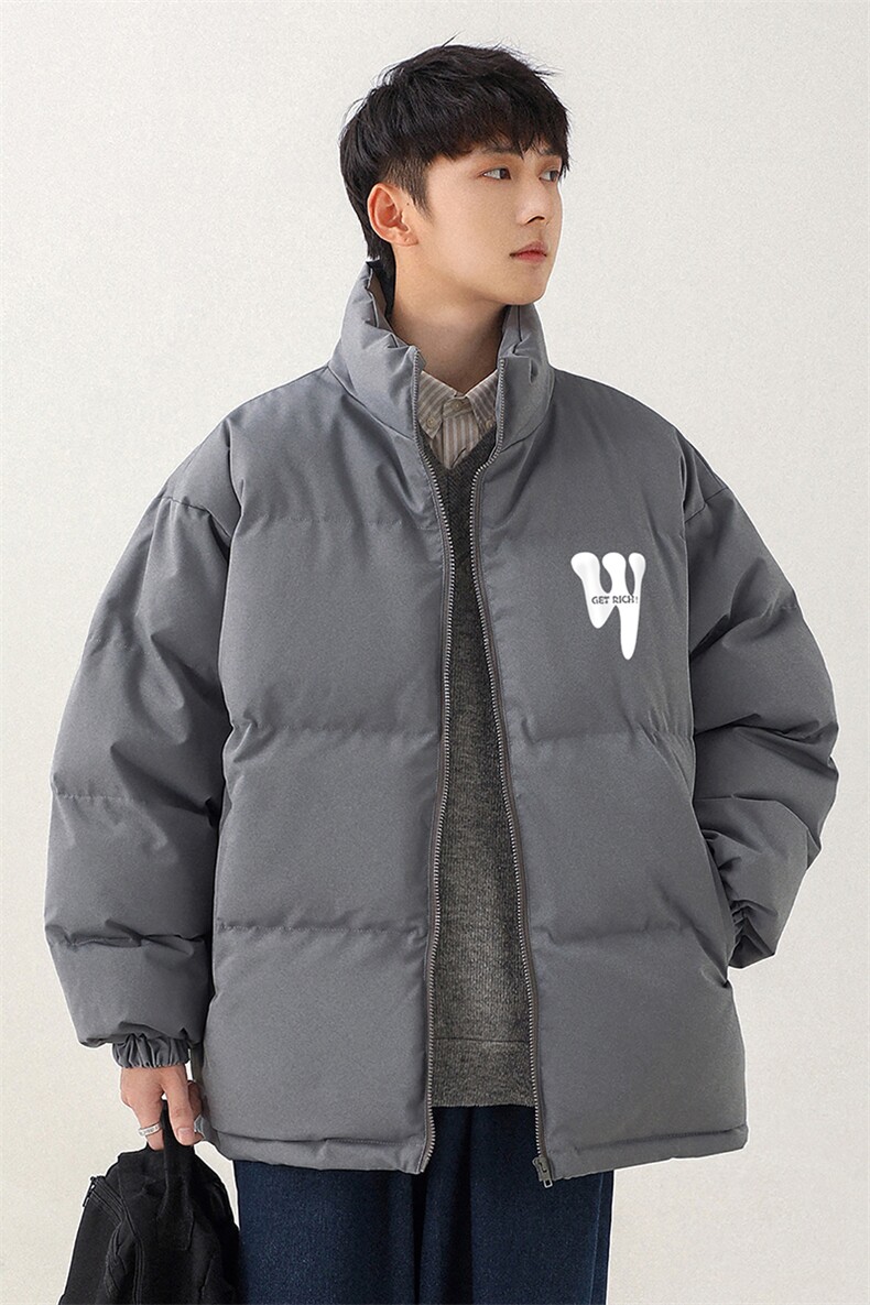 日系立领棉衣字母印花保暖棉服男新外套女新MY62048P95控118,男装棉衣,电商A268-1