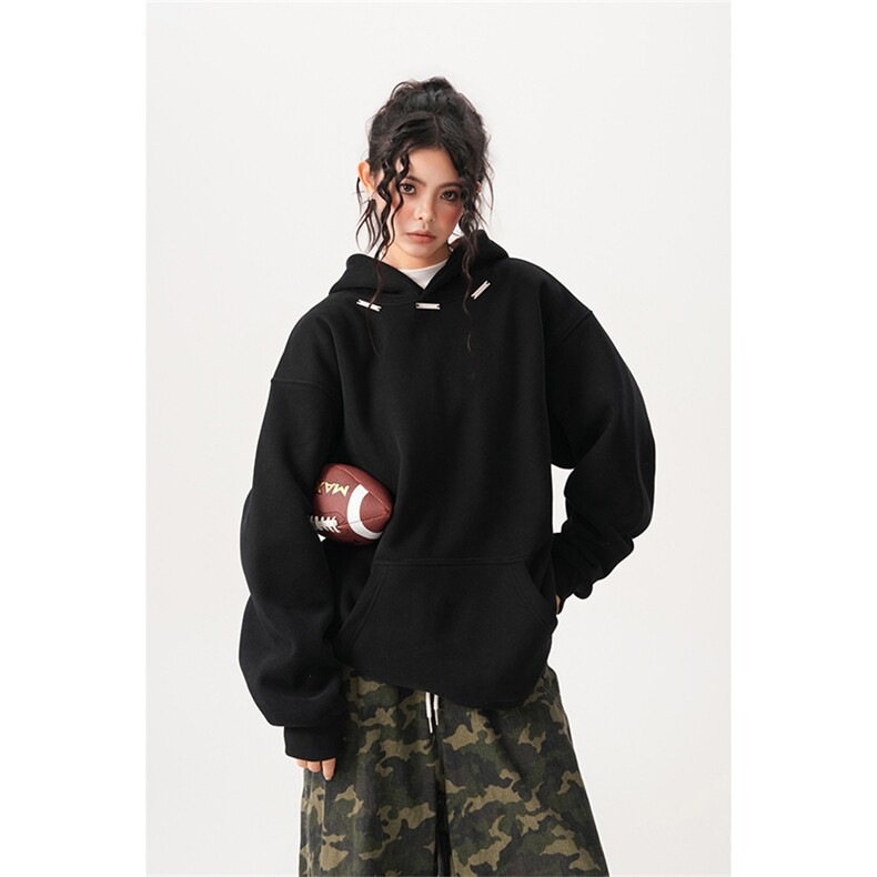 抖音得物高品质秋冬美式高街重磅结构金属装饰连帽卫衣外套XS104，男装卫衣，电商A486