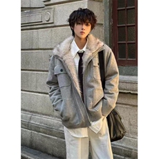 毛领座山雕棉服男款冬季加绒加厚针织衫外套短款保暖棉衣MY390，男装棉衣，星座1116A（原606A-3）