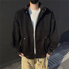 黑墙秋季工装夹克潮牌银丝斜纹雪尼尔翻领休闲外套A436-6109-P75，男装夹克，电商A436