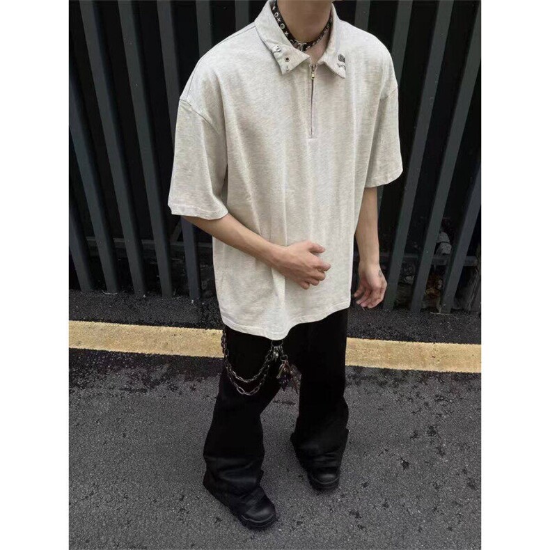 1303B-1-TB302-P35巴黎世家同款金属扣半拉链短袖T恤网图现货,男装T恤,星座1303B-1