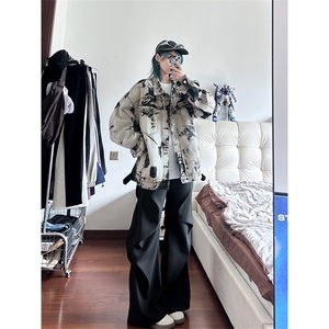 现货5千件男女美式牛仔外套春扎染破坏牛仔衣高街夹克控108