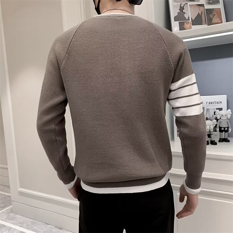圆领三杠条纹毛衣男韩版修身长袖休闲打底针织衫S550P50,男装针织衫/毛衣,星座1116-2
