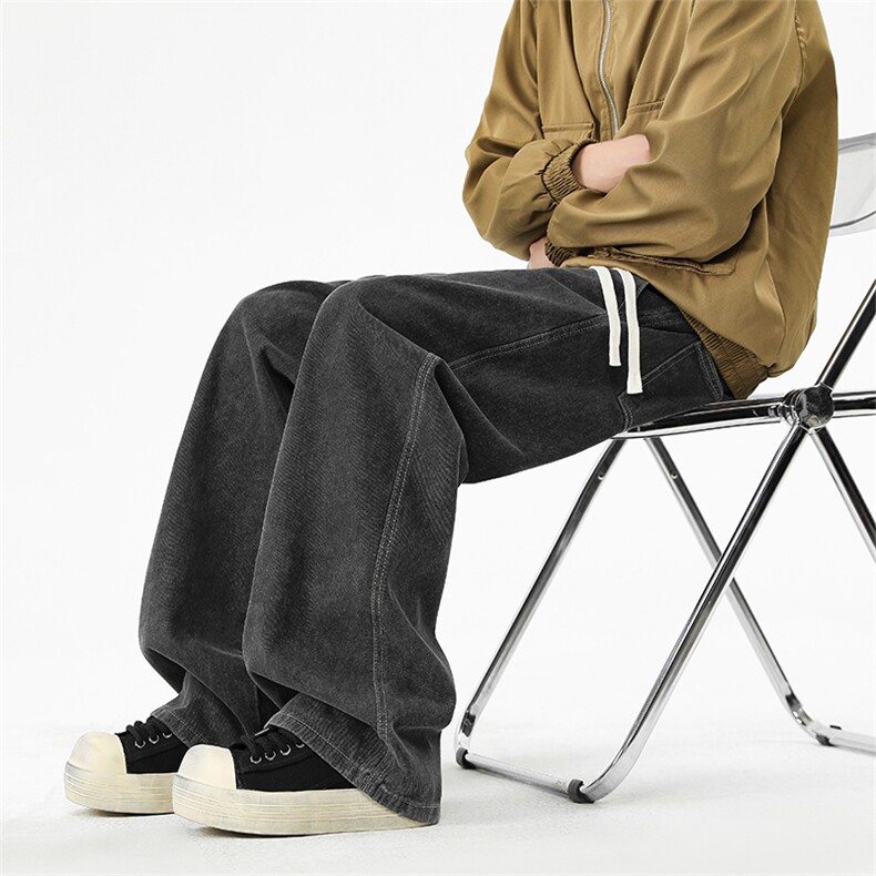 春季直筒牛仔裤男2025新款潮牌做旧宽松水洗阔腿长裤子P43控79,男装牛仔裤,星座914-1