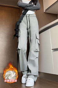 美式复古工装裤男加厚银狐绒机能防水伞兵裤K1317J加绒-特P45控88图片