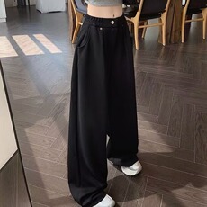 休闲裤男女松紧腰抽绳阔腿裤秋宽松显瘦裤子直筒裤拖地裤卫裤长裤，男装休闲裤，星座410-6（原星座1304-1）