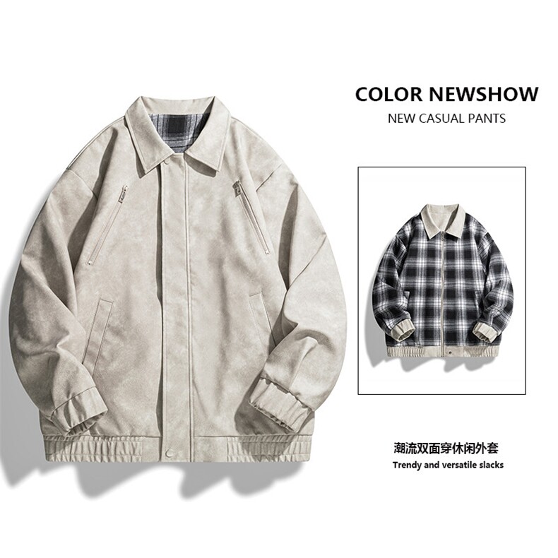 25春新款复古扎染PU皮衣外套防风皮夹克潮男上衣 P88 (不低于128)图片