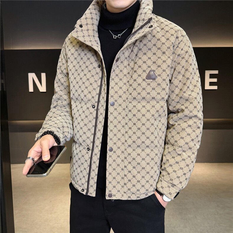 贴标花纹立领皮羽绒服男休闲保暖上衣外套A329-9961-P215,男装羽绒服,电商A329
