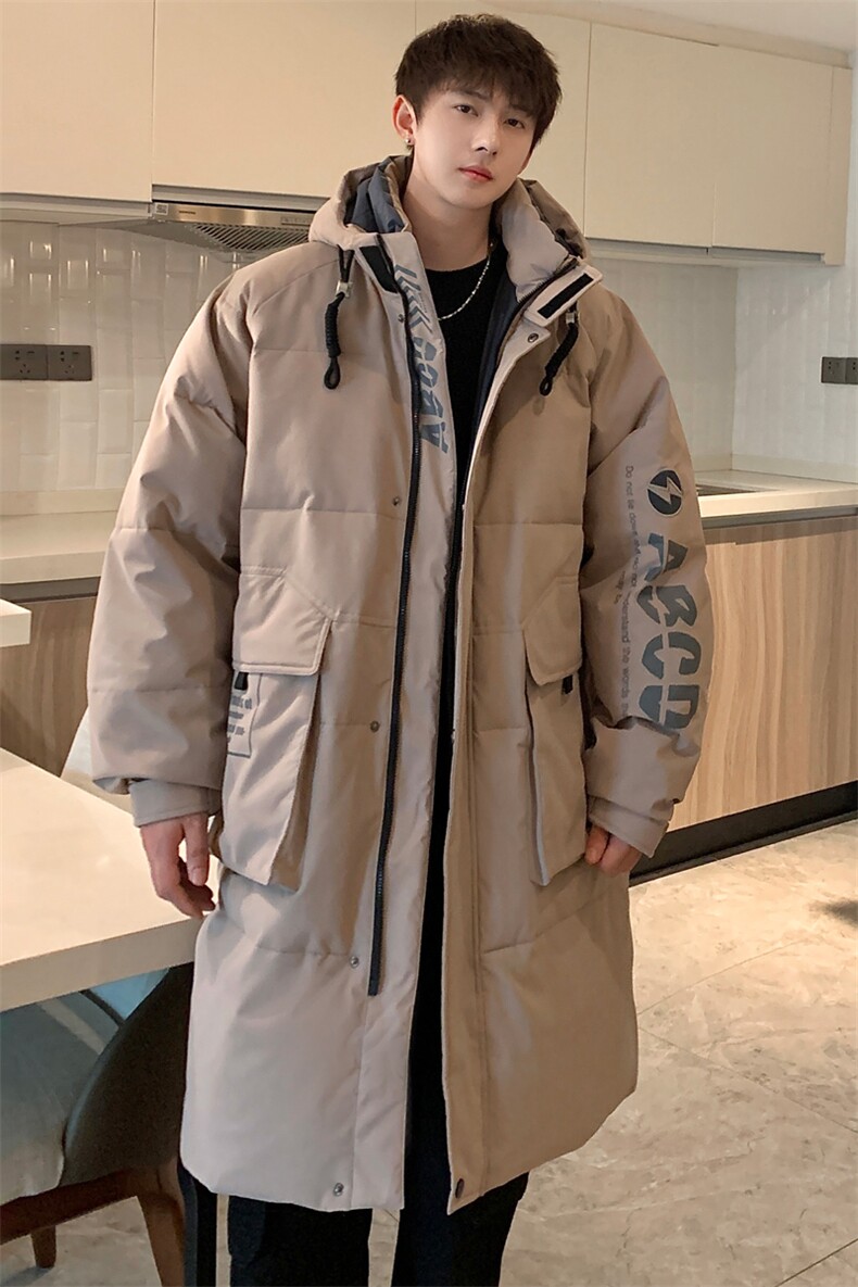 羽绒服男冬季港风宽松长款连帽工装白鸭绒外套YR906-P175,男装羽绒服,星座214-3