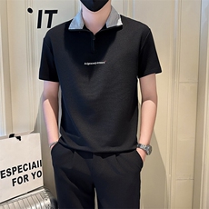 店主风社会小伙男士翻领刺绣POLO衫男短袖T恤301A-1/PL106/P55，男装T恤，星座301A-1