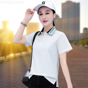 燕颉POLO衫夏款女士2023夏季新款中老年妈妈翻领衣服正肩体恤上衣图片