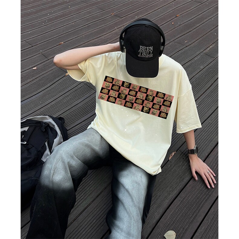 量大优供抖音视频支持得物配合二开美式满天星亮片短袖T恤MTX381,男装T恤,电商A486