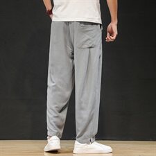 夏季中国风大码宽松休闲裤男薄款亚麻裤子QT6008-1-K031，男装休闲裤，电商A008