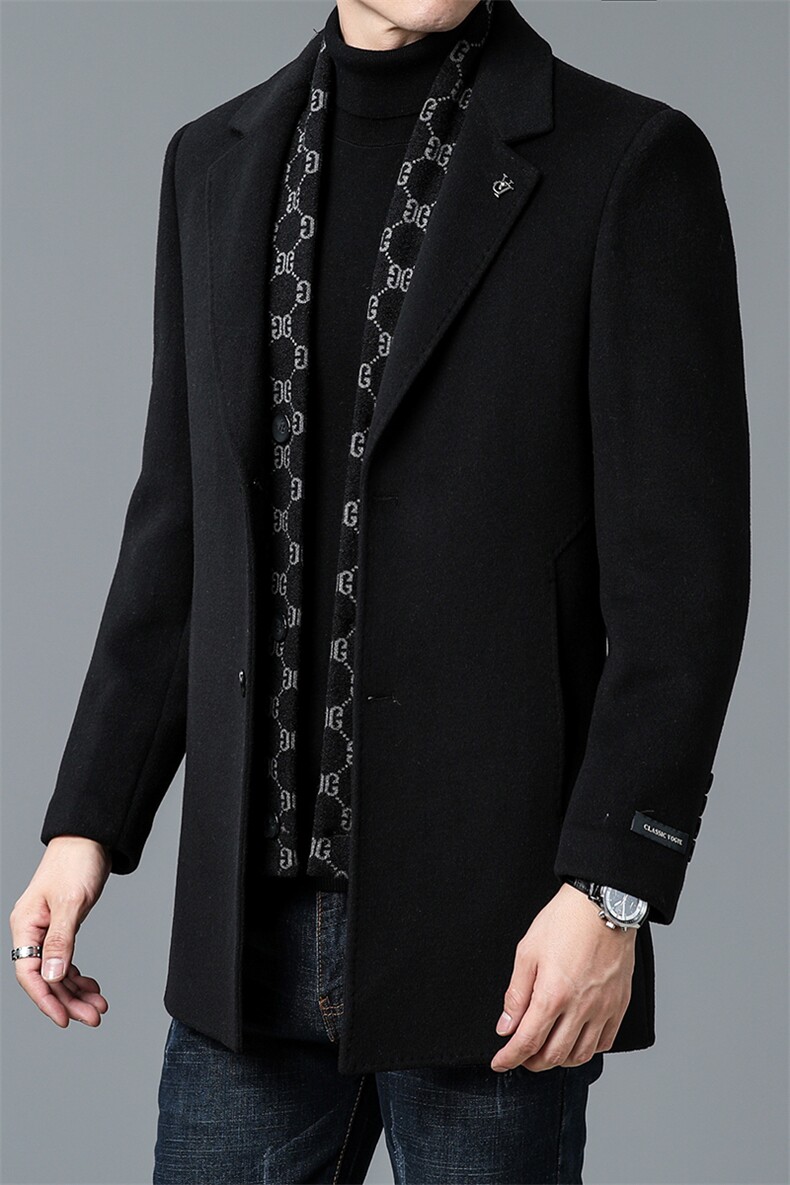 DZ93312钱塘2020-3中年男士商务休闲简约冬季厚款毛呢西服P345,男装毛呢大衣,钱塘207-3