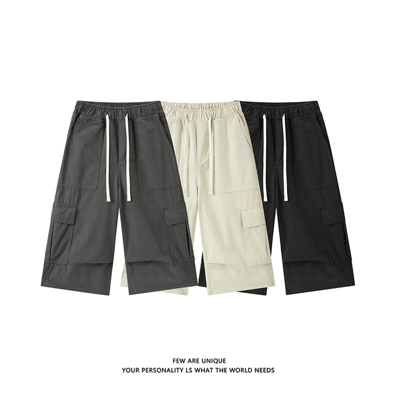 白底夏季美式复古工装七分裤男多口袋休闲裤子-A2018TP45控68，男装牛仔裤，电商B241